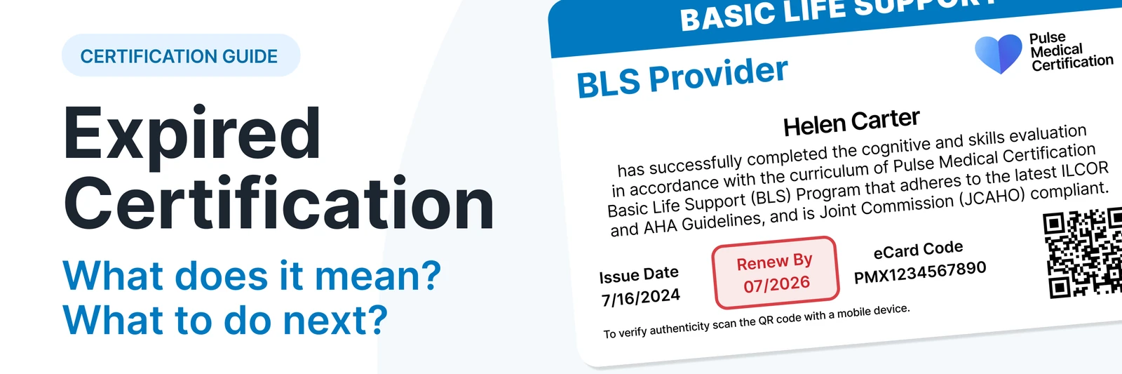 BLS provider card with an expired renewal date highlighted